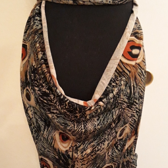 👙🦚Peacock Print Swimsuit Cover/Robe W/ Belt Sz L - Picture 6 of 9